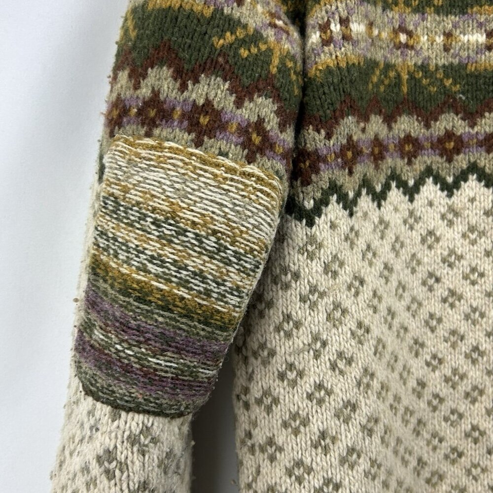 Eddie Bauer XL Womens Cardigan Sweater Wool Blend Fair Isle Shawl Collar VTG - Picture 14 of 16